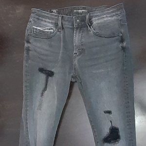 Men's Cult of Individuality faded distressed black denim jeans size 32 x 32